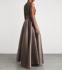 Talbot Runhof Brown Rivet Organza Embroidered Gown