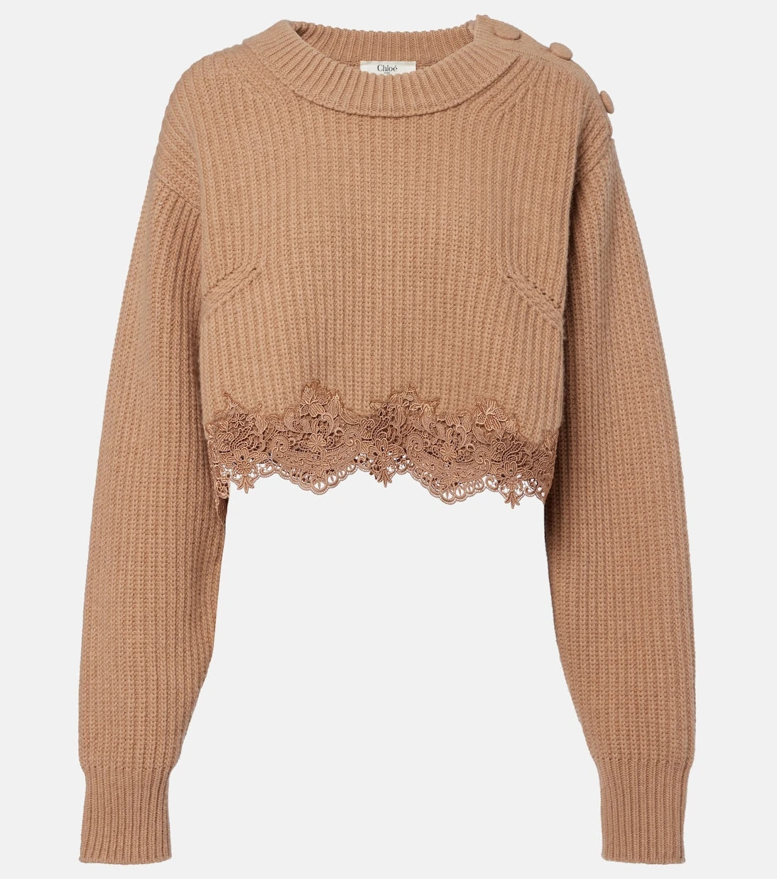 Chloé - Lace-trimmed wool and cashmere sweater