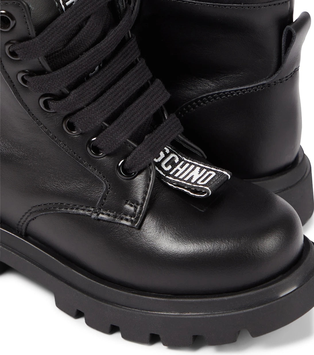 Moschino Kids - Logo leather combat boots