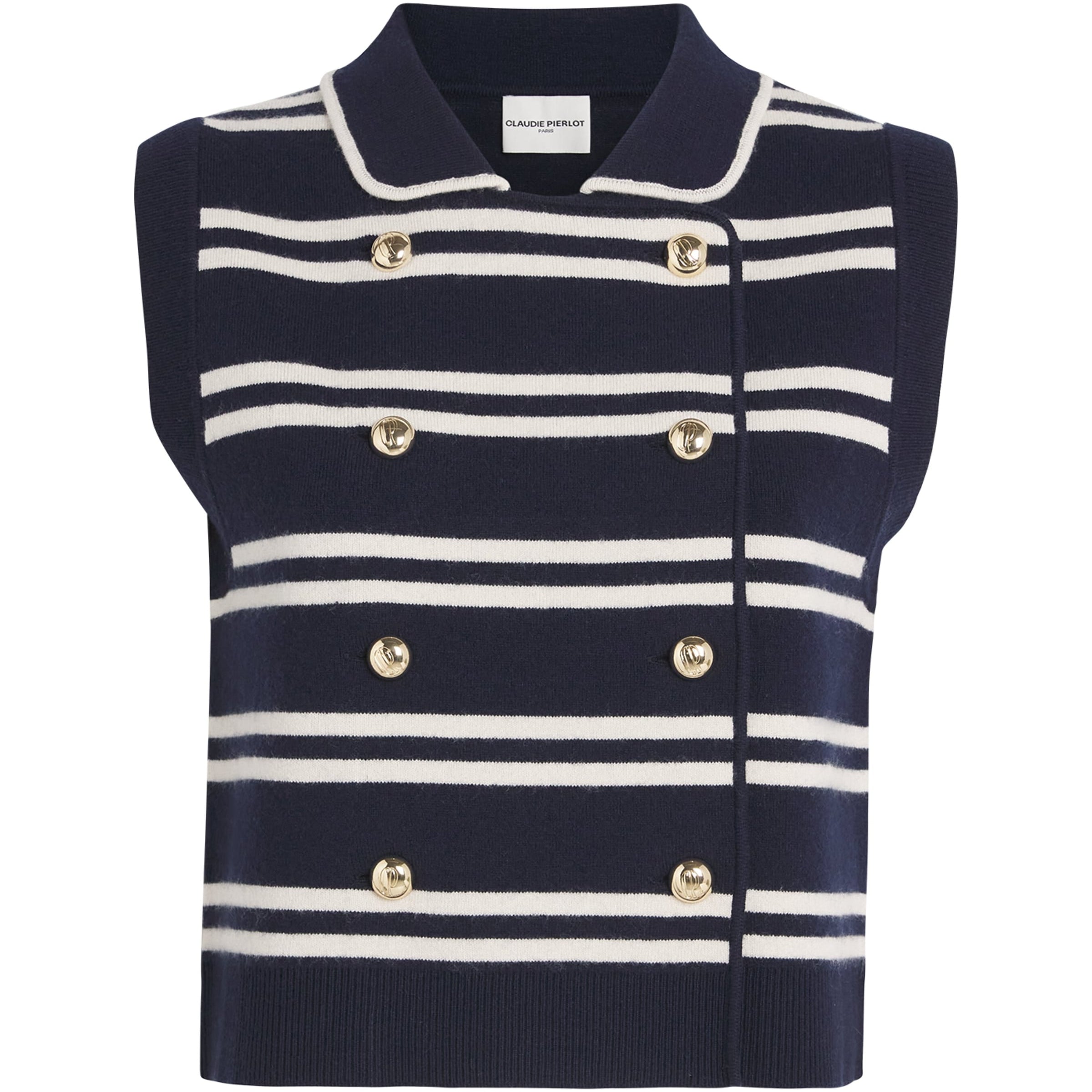 Claudie Pierlot Multi Stripe Sleeveless Cardigan
