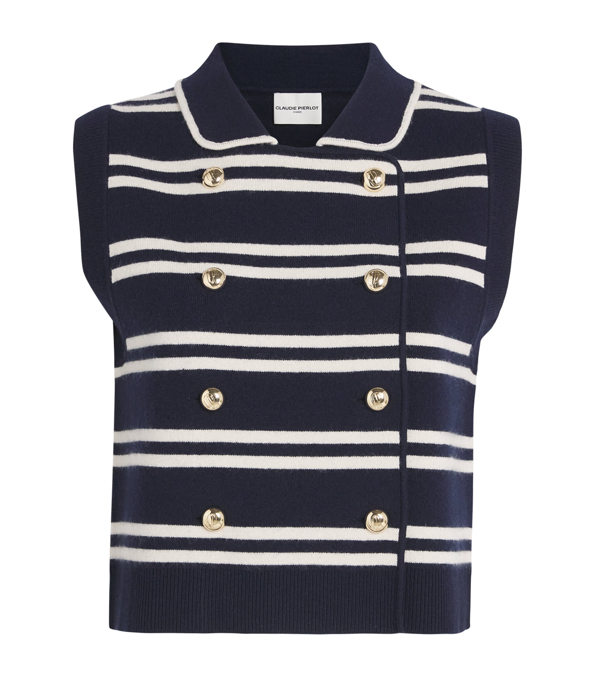Claudie Pierlot Multi Stripe Sleeveless Cardigan