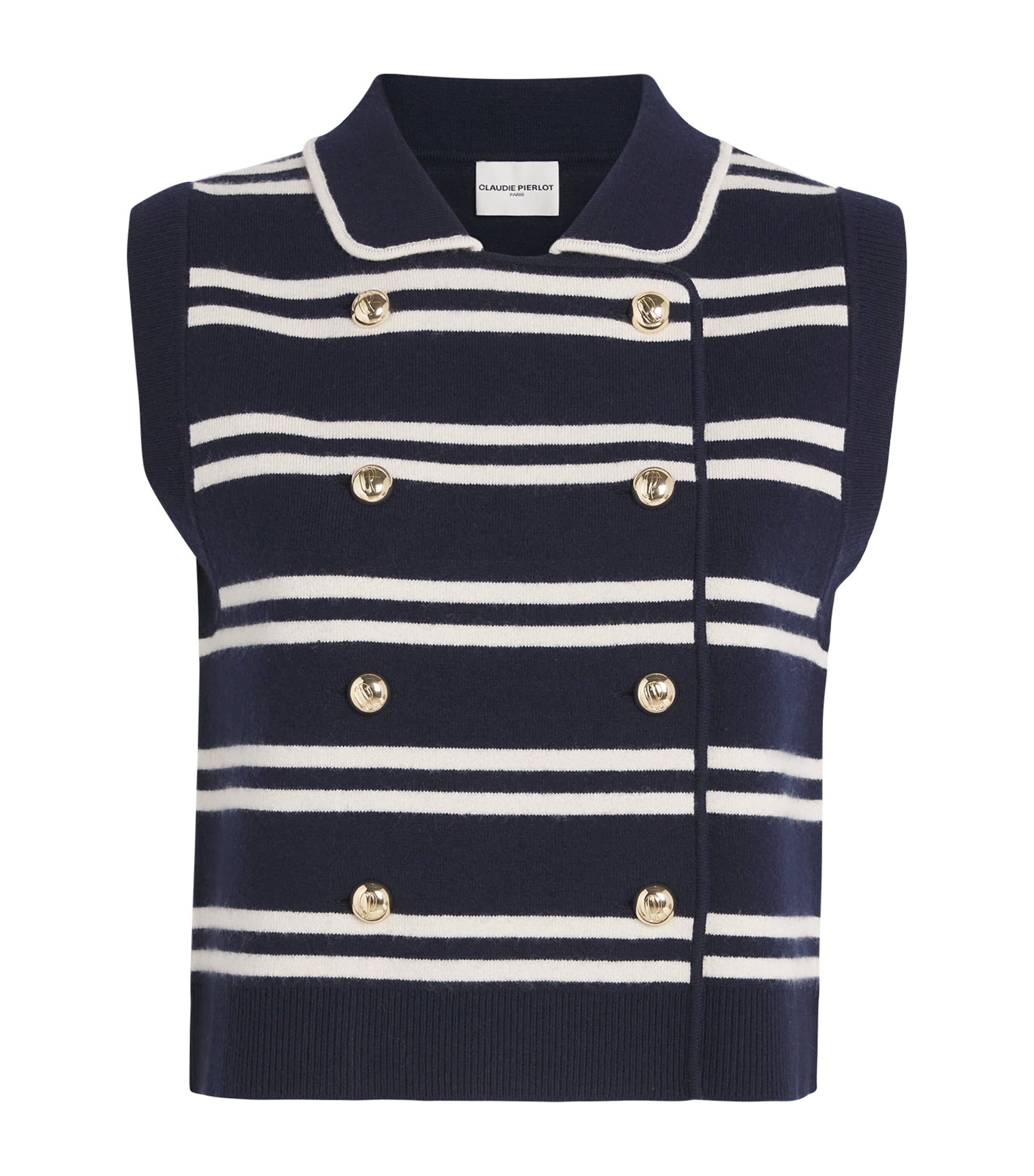 Claudie Pierlot Multi Stripe Sleeveless Cardigan