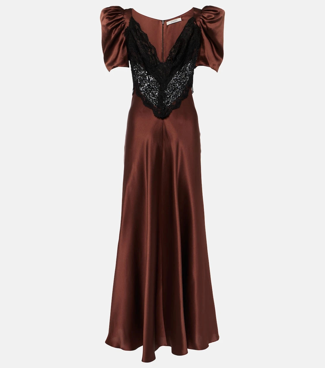 Rodarte - Lace-trimmed silk charmeuse gown