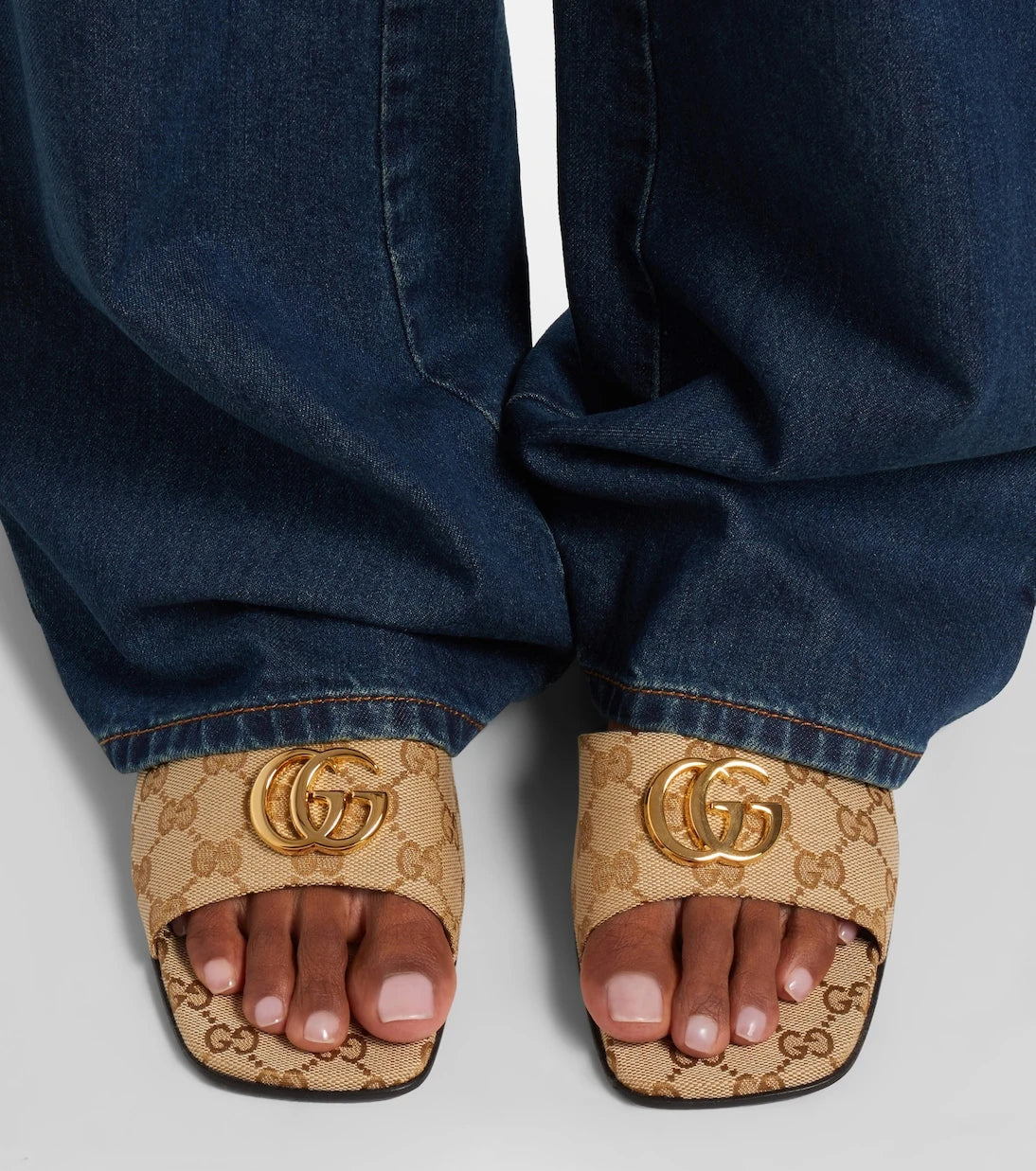 Gucci - Double G GG Canvas slides