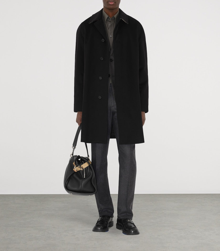 Black Cashmere Mid-Length Car Coat
