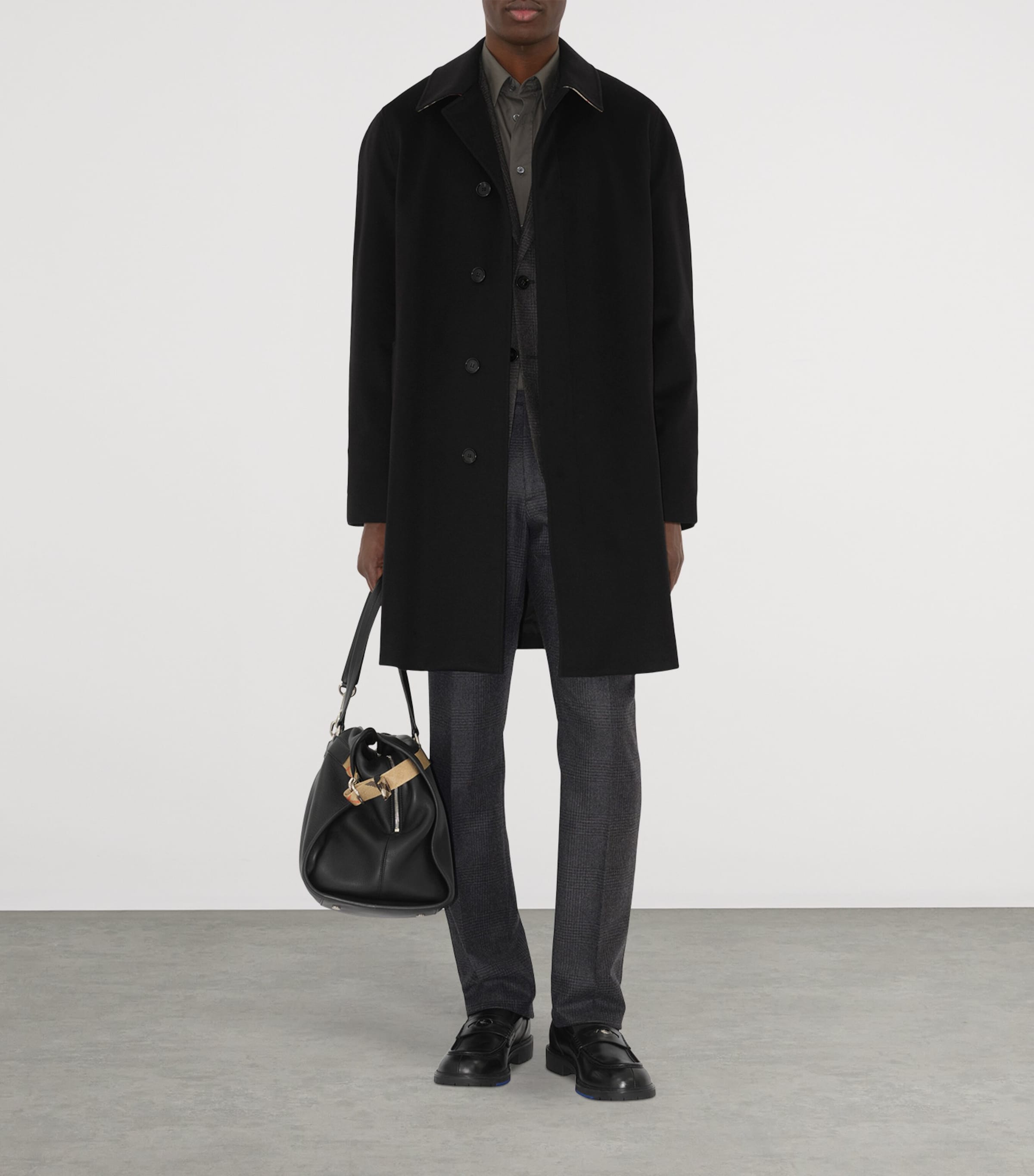 Burberry Black Cashmere Mid-Length Car Coat