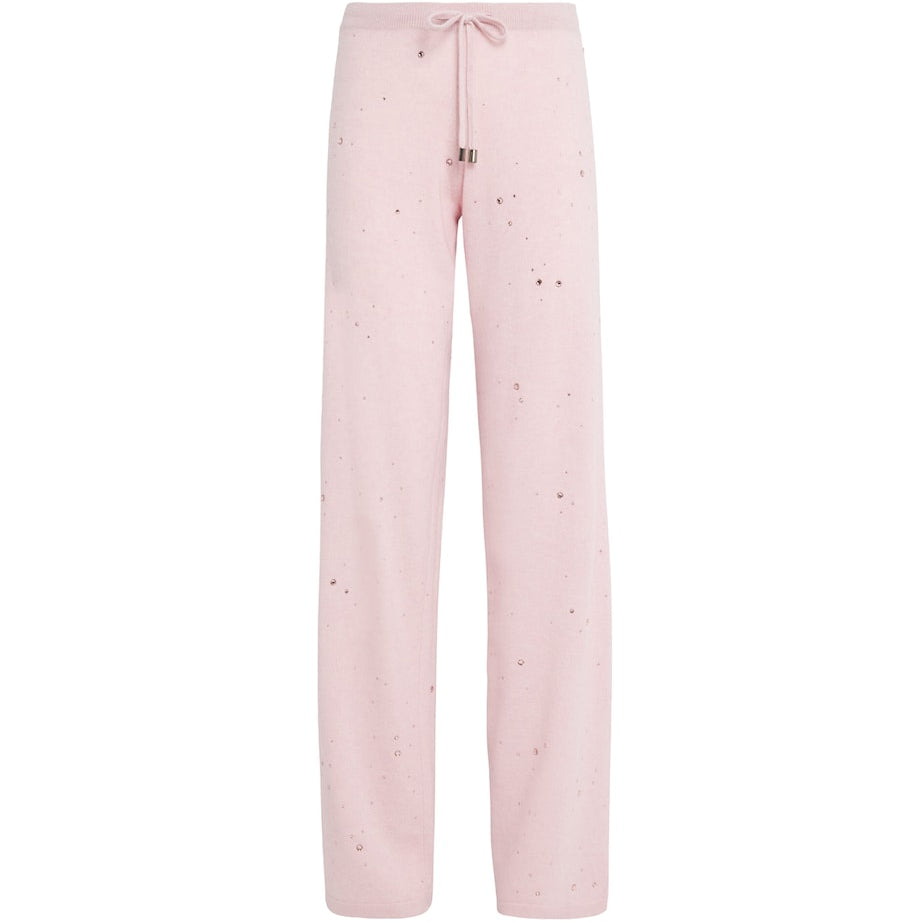 William Sharp Pink Cashmere Crystal-Embellished Sweatpants