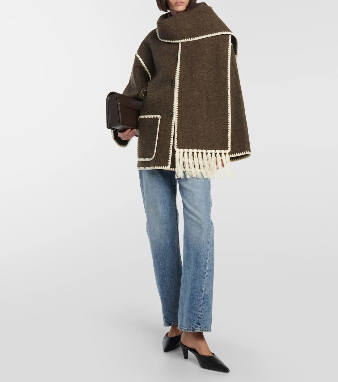 Toteme - Embroidered wool-blend scarf jacket