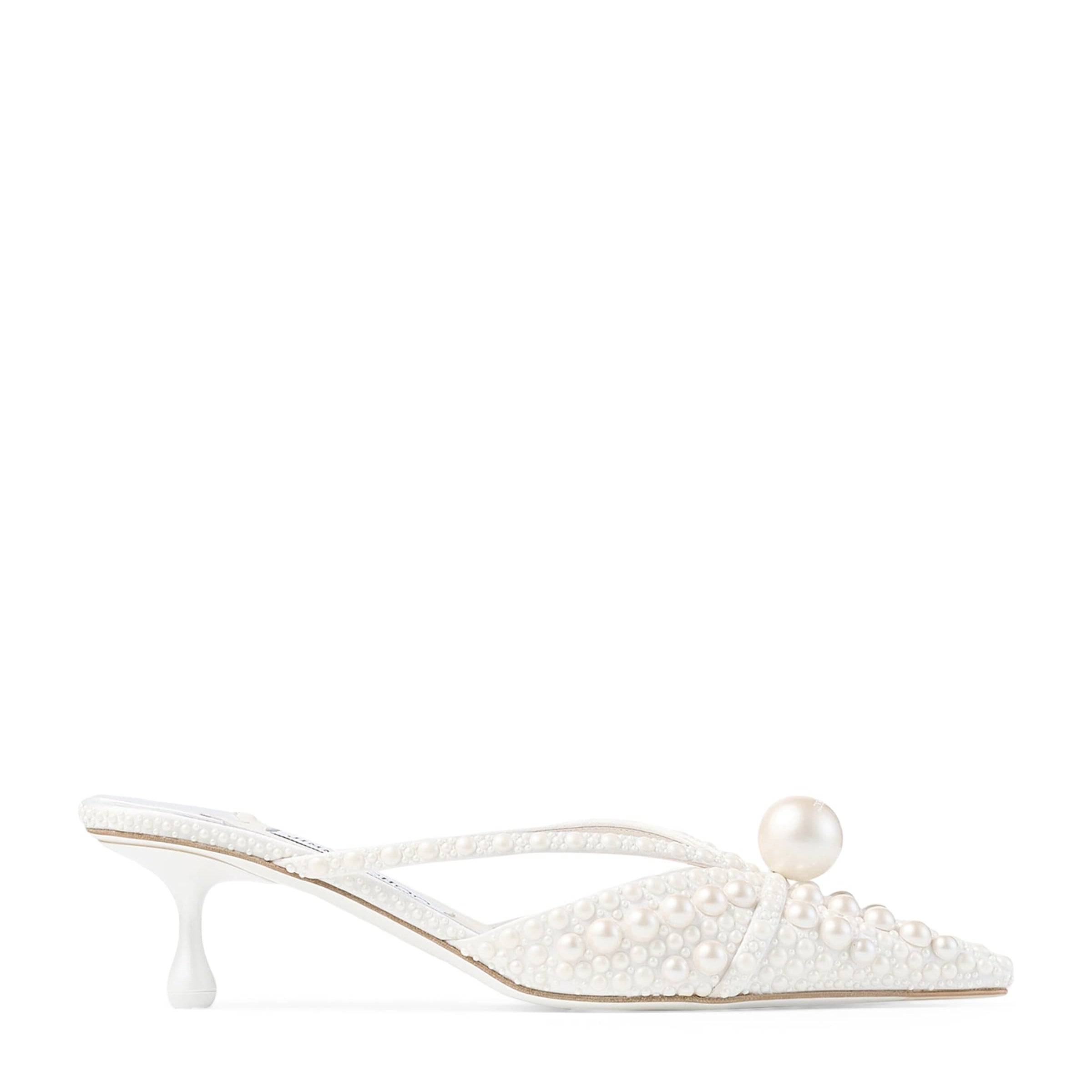White Sana 50 Satin Embellished Mules