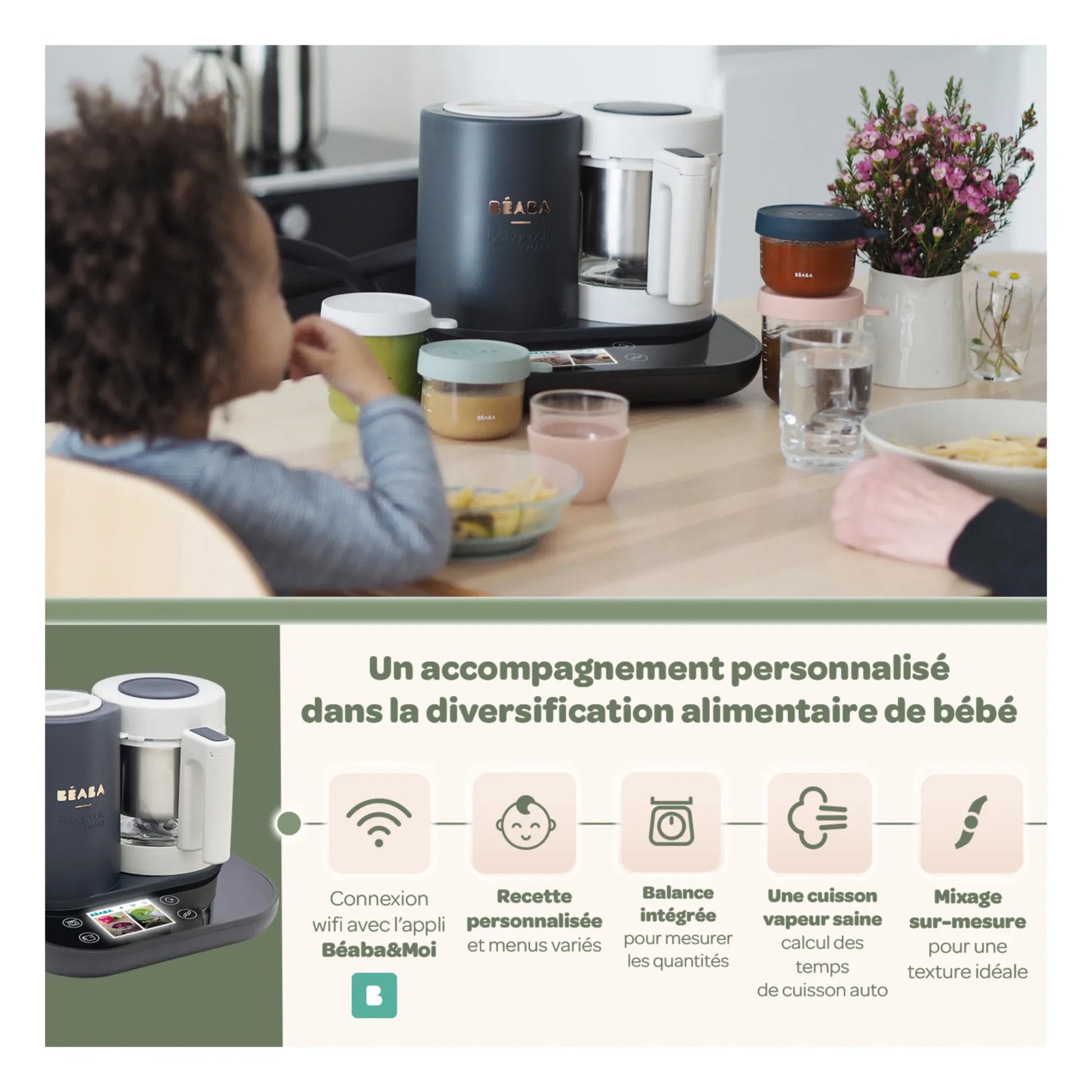Béaba - BabyCook Smart Food Processor | Charcoal grey