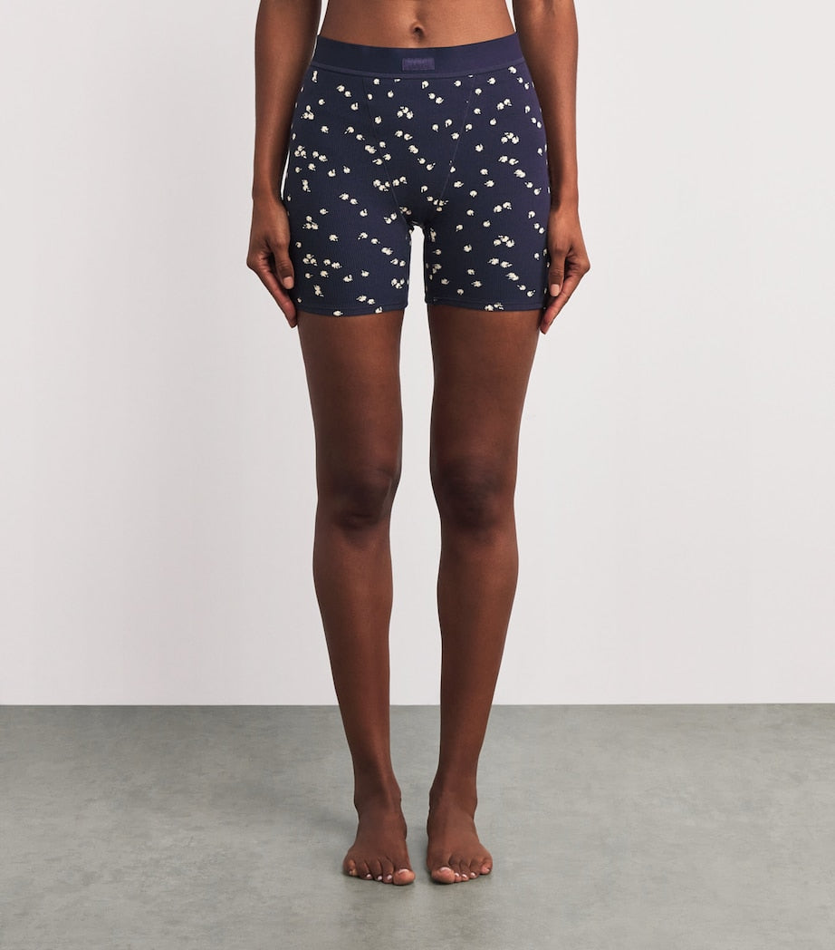 Skims Multi Stretch-Cotton Ribbed Boxer Shorts (Pack of 3)