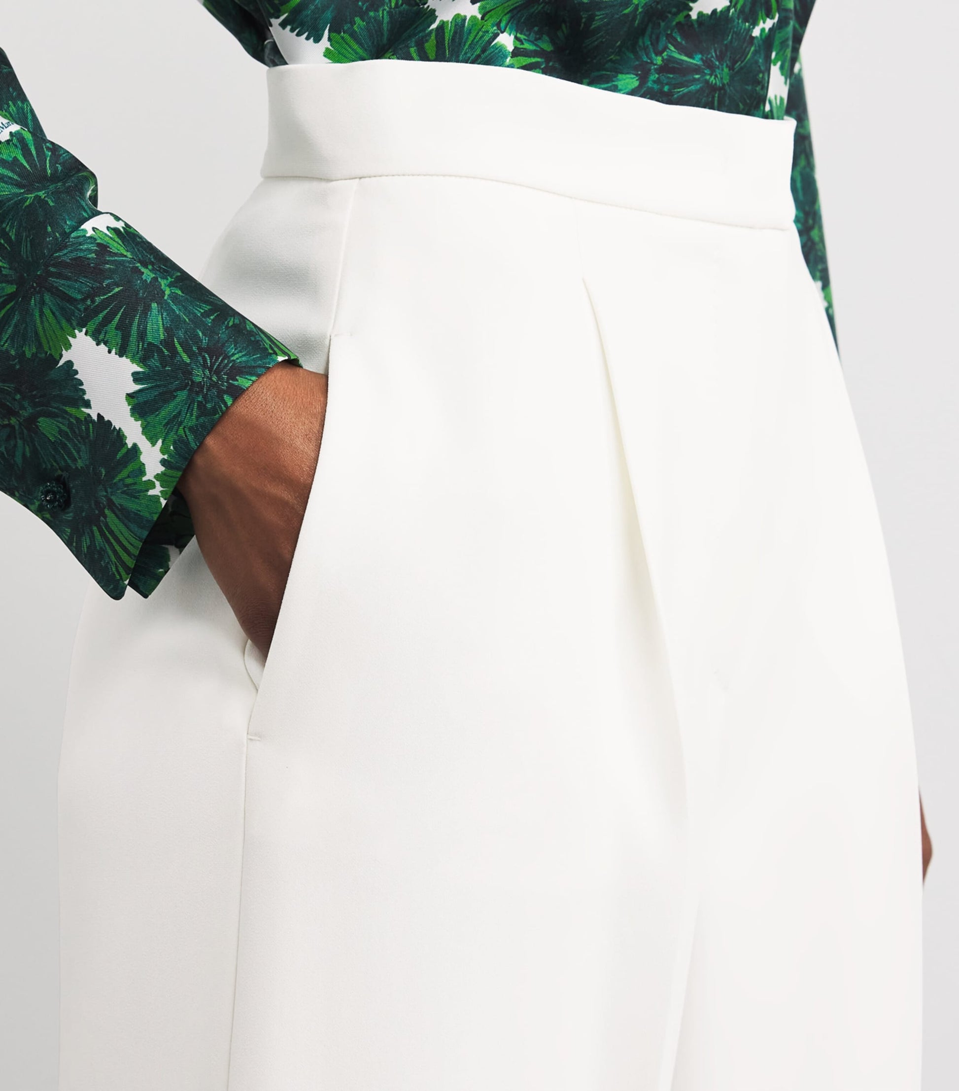 White Compact Cady Wide-Leg Trousers