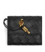 Black Leather Intrecciato Andiamo Trifold Wallet