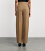 Victoria Beckham Brown Virgin Wool Sculptural Leg Trousers