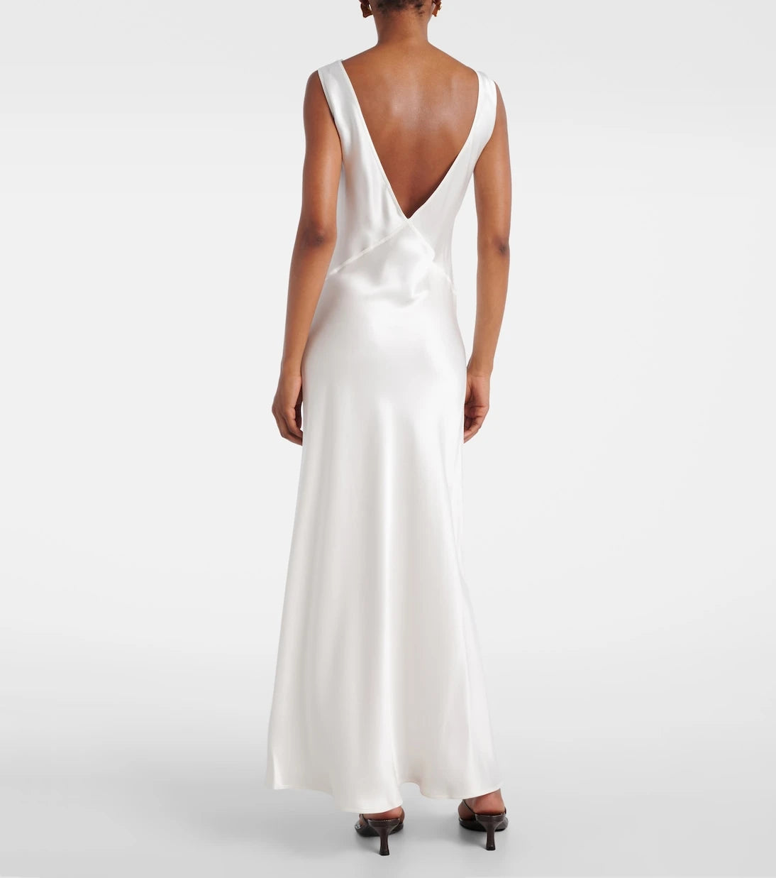 Asceno - Bordeaux silk satin slip dress