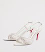 Christian Louboutin White Miss Z Embellished Slingback Sandals 80