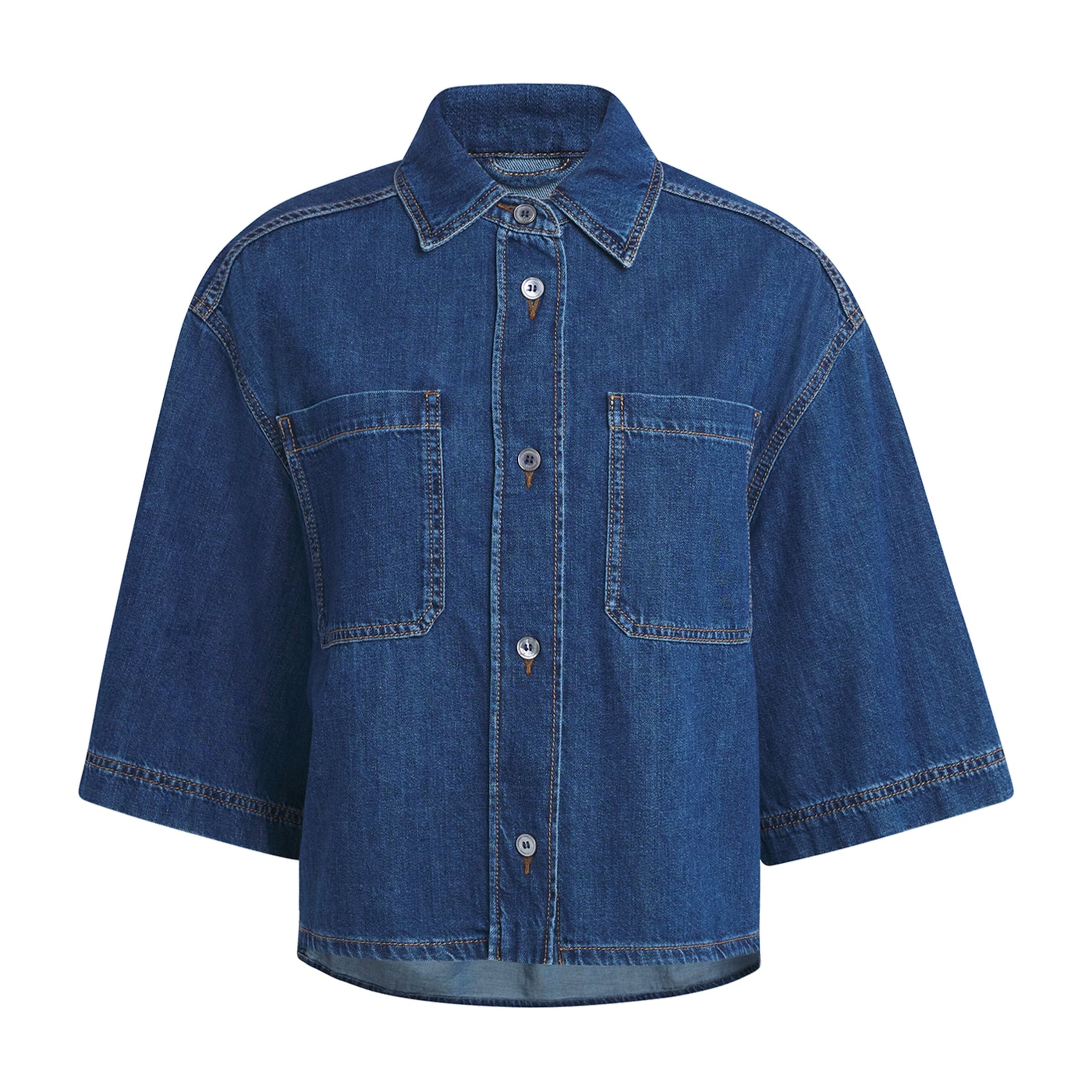 Weekend Max Mara Blue Cropped Denim Shirt