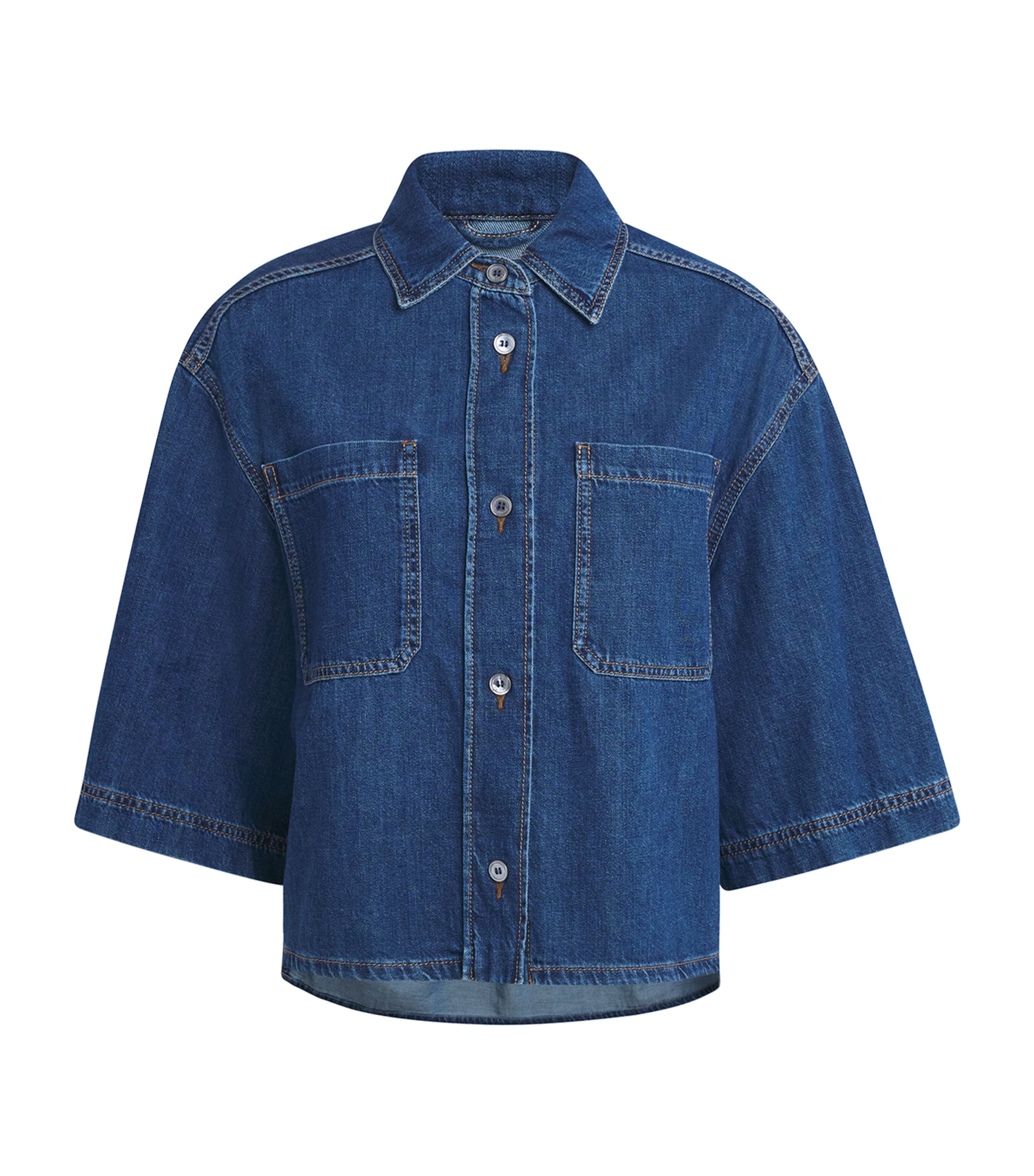 Weekend Max Mara Blue Cropped Denim Shirt