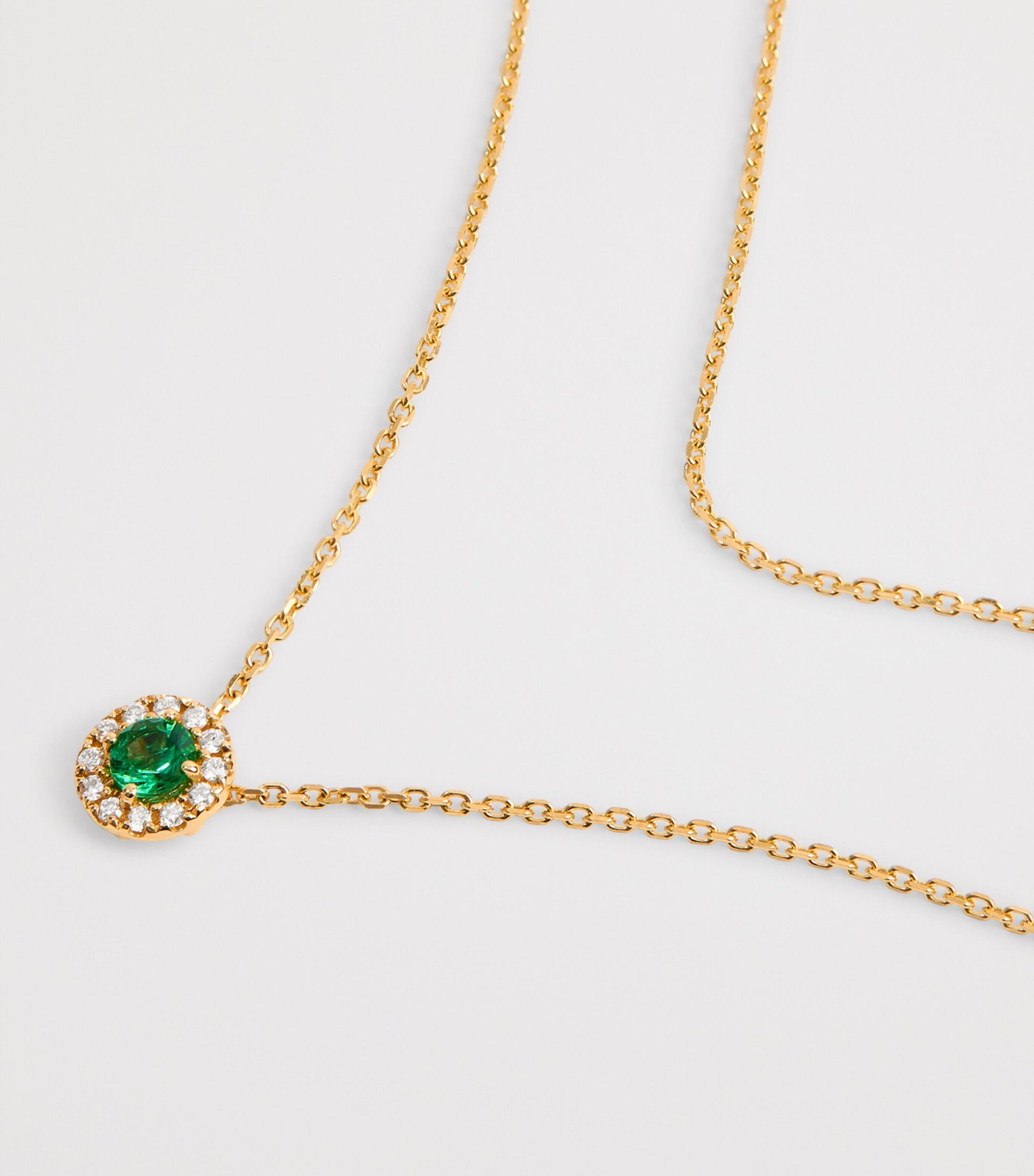 Yellow Gold, Diamond and Emerald Bold Necklace