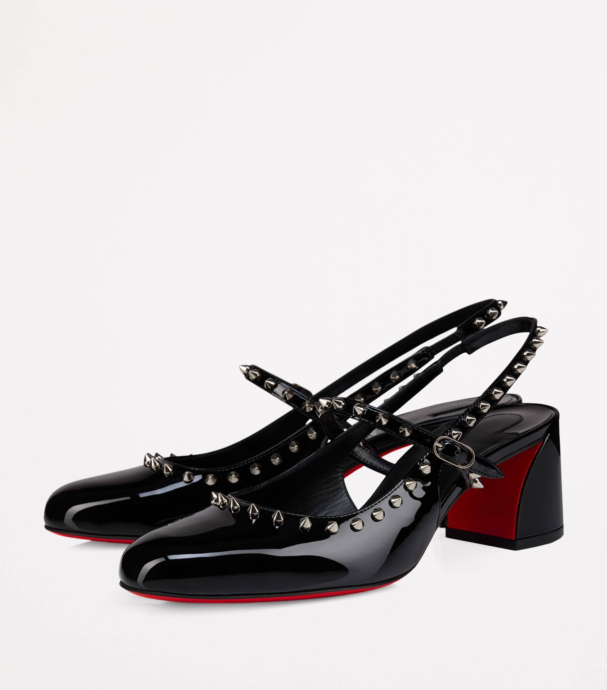 Christian Louboutin Jani Spikes Patent Leather Slingback Pumps 55