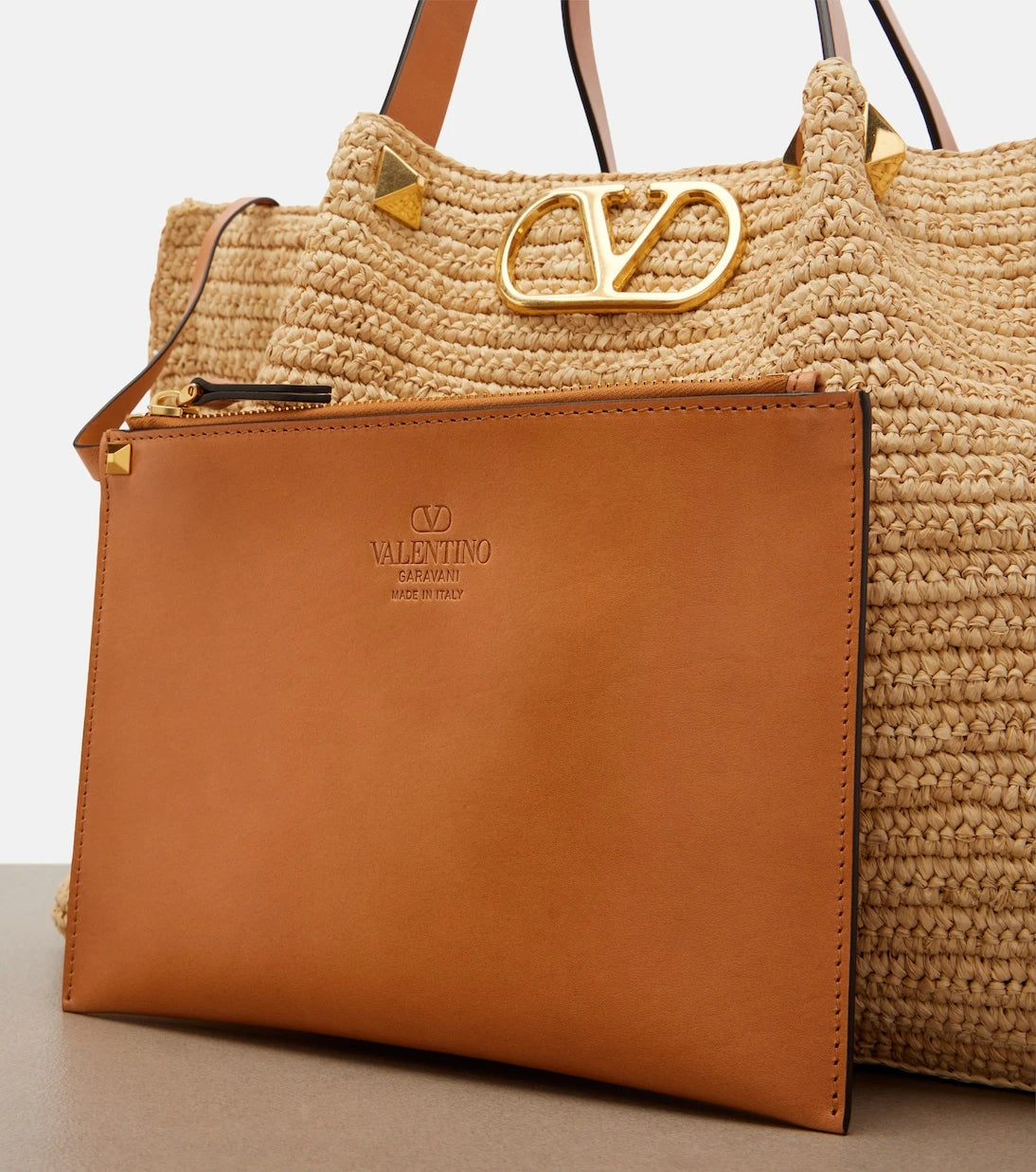 Valentino Garavani - VLogo Medium raffia tote bag