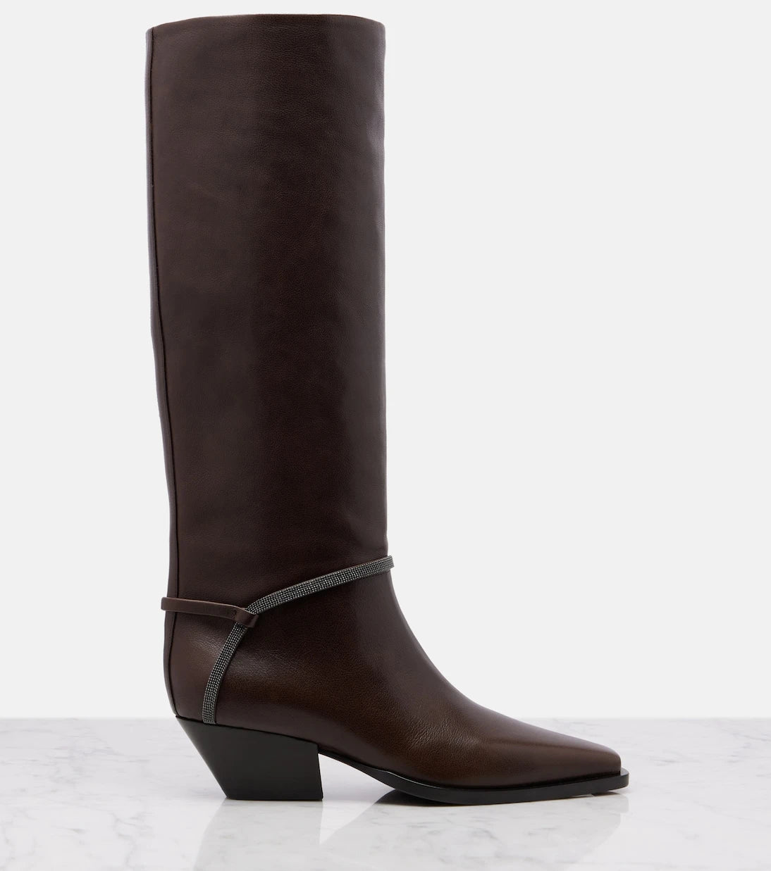 Brunello Cucinelli - Monili leather knee-high boots