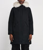 Black Fox-Rabbit Blended-Cotton Parka (85cm)