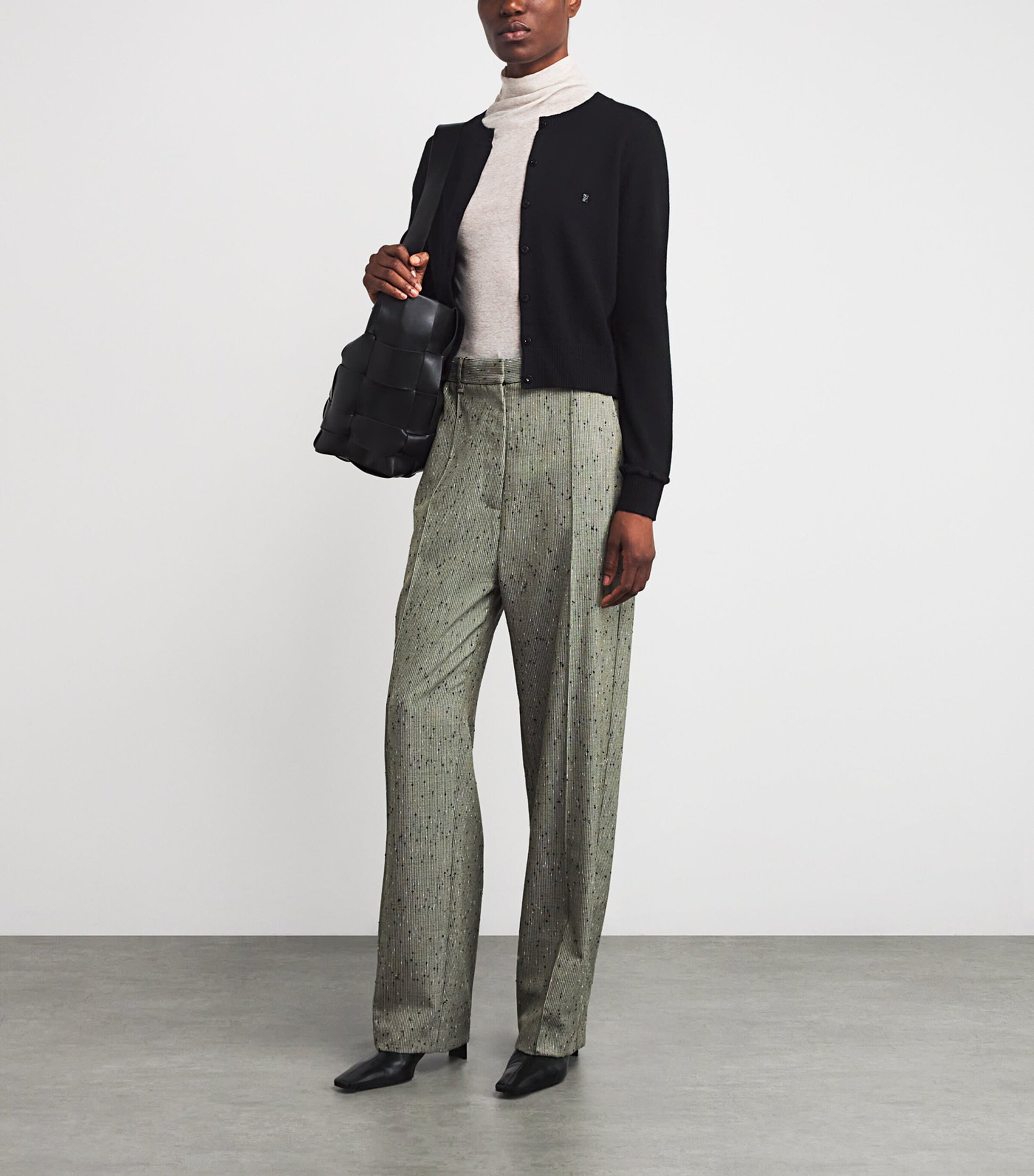 Black Wool-Cashmere Cardigan