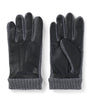 Leather Wool-Trim Gloves