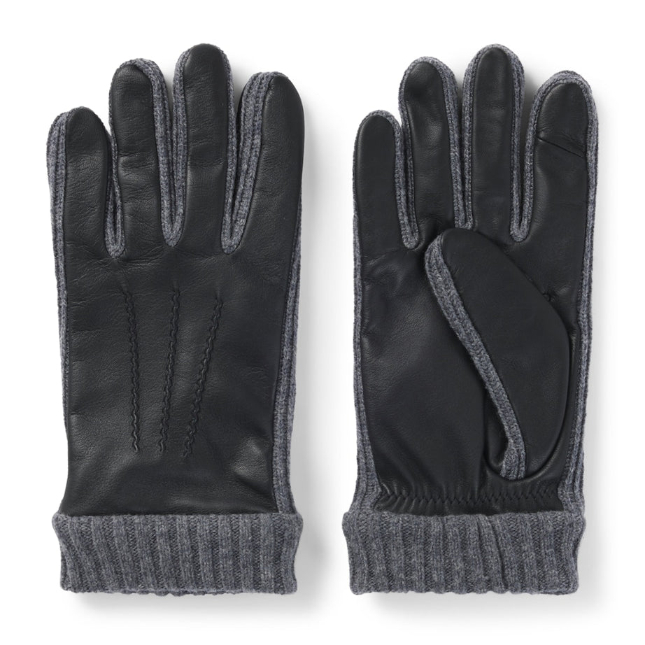 Leather Wool-Trim Gloves
