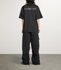 Balenciaga Black Distressed Rhinestone-Logo T-Shirt