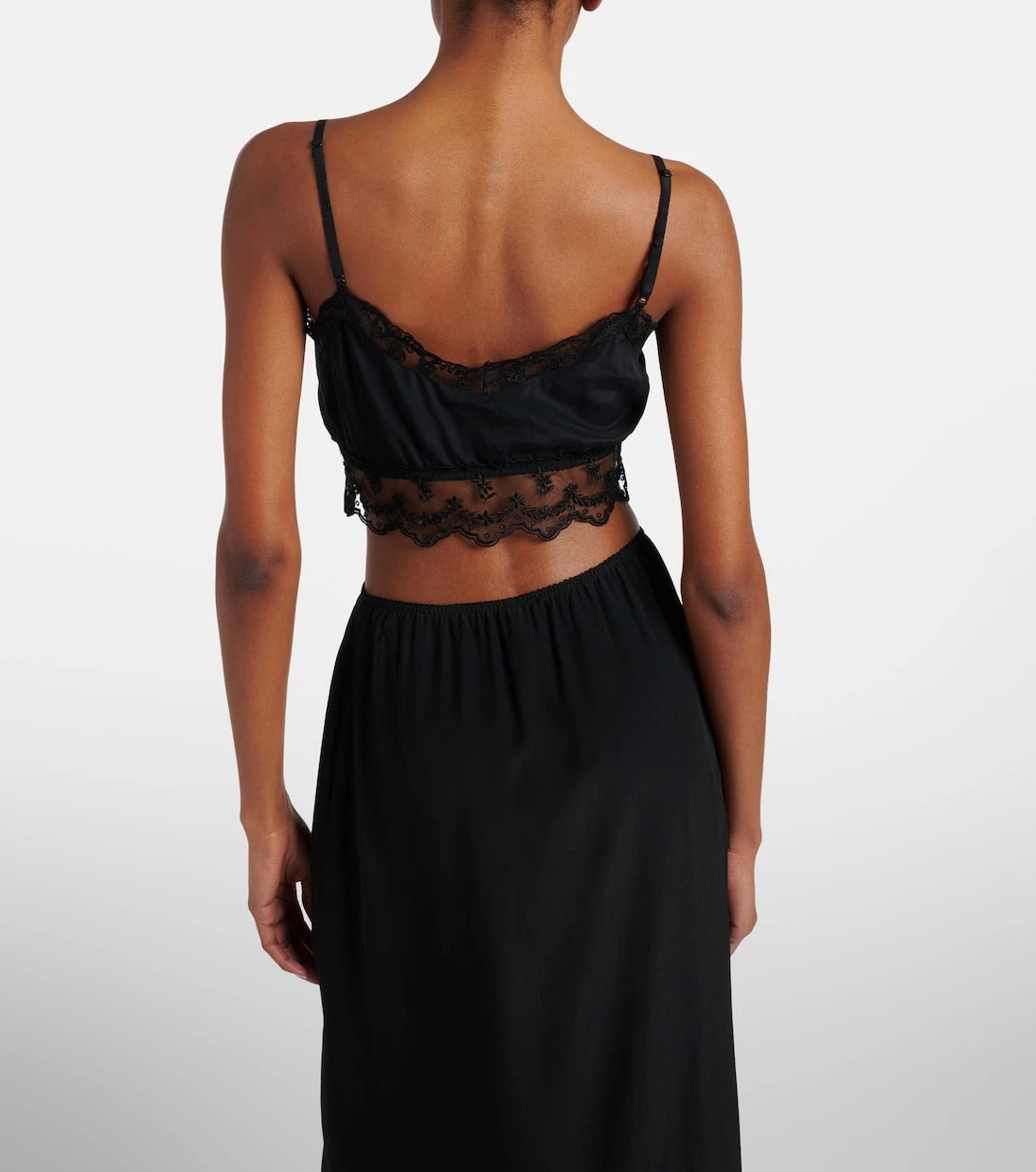Simone Rocha - Lace-trimmed crêpe de chine crop top