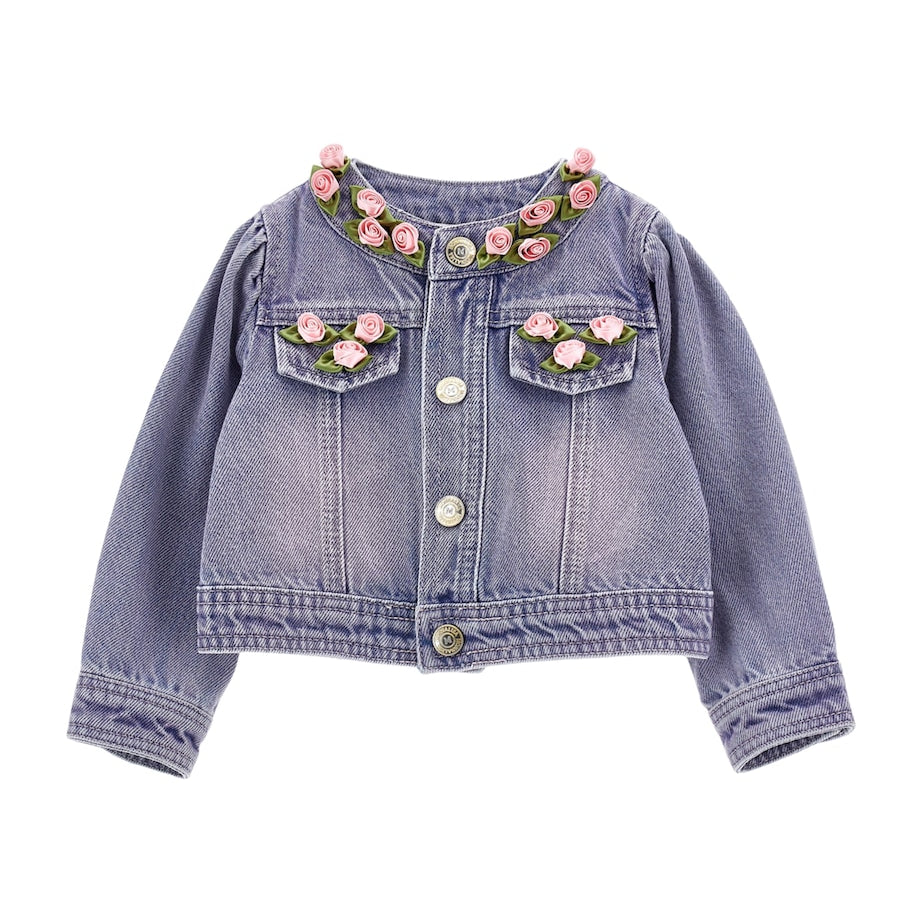 Monnalisa Floral Embellished Denim Jacket (3 Months - 3 Years)