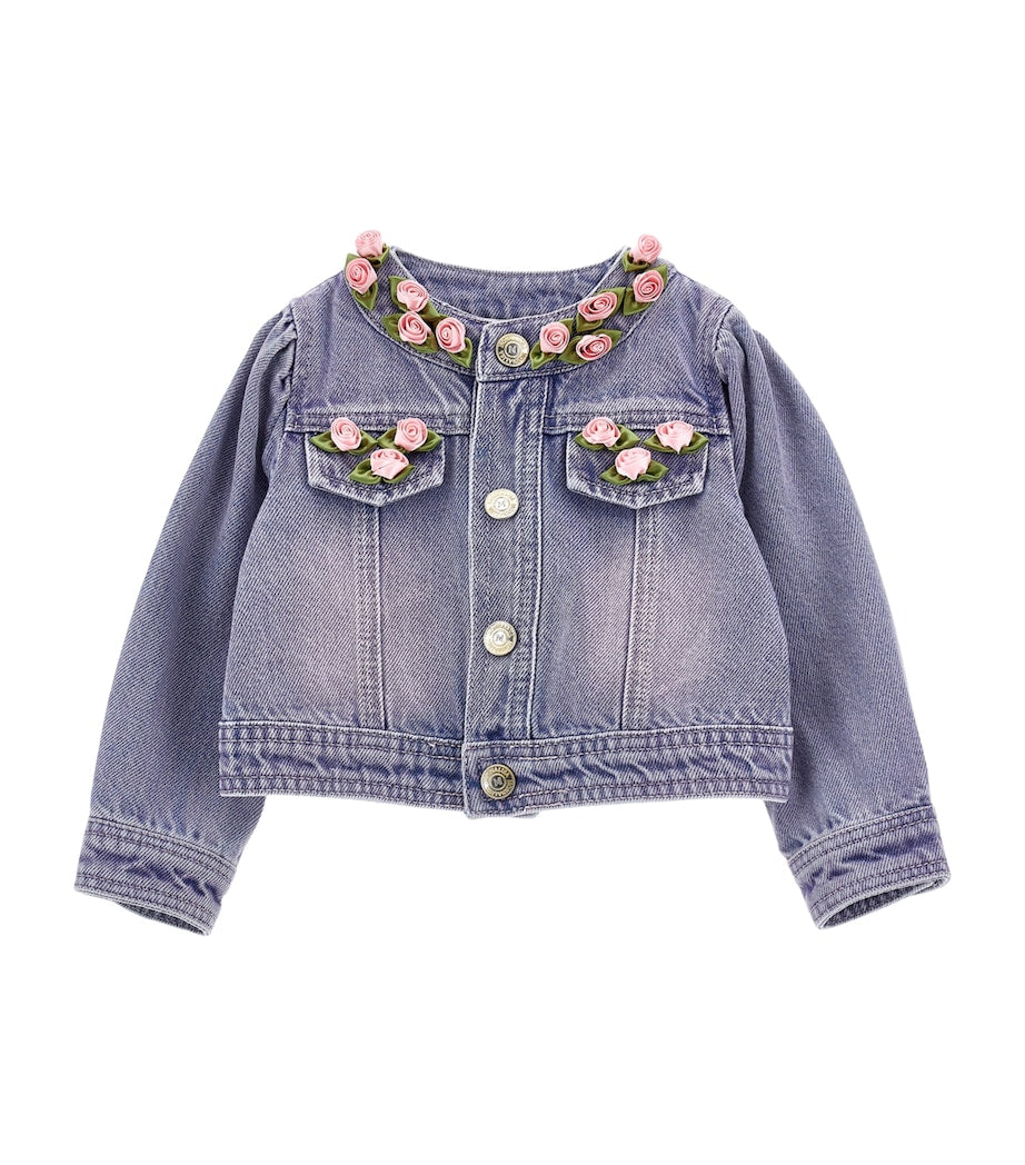 Monnalisa Floral Embellished Denim Jacket (3 Months - 3 Years)