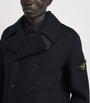 Stone Island Navy Wool Felted Compass Pea Coat