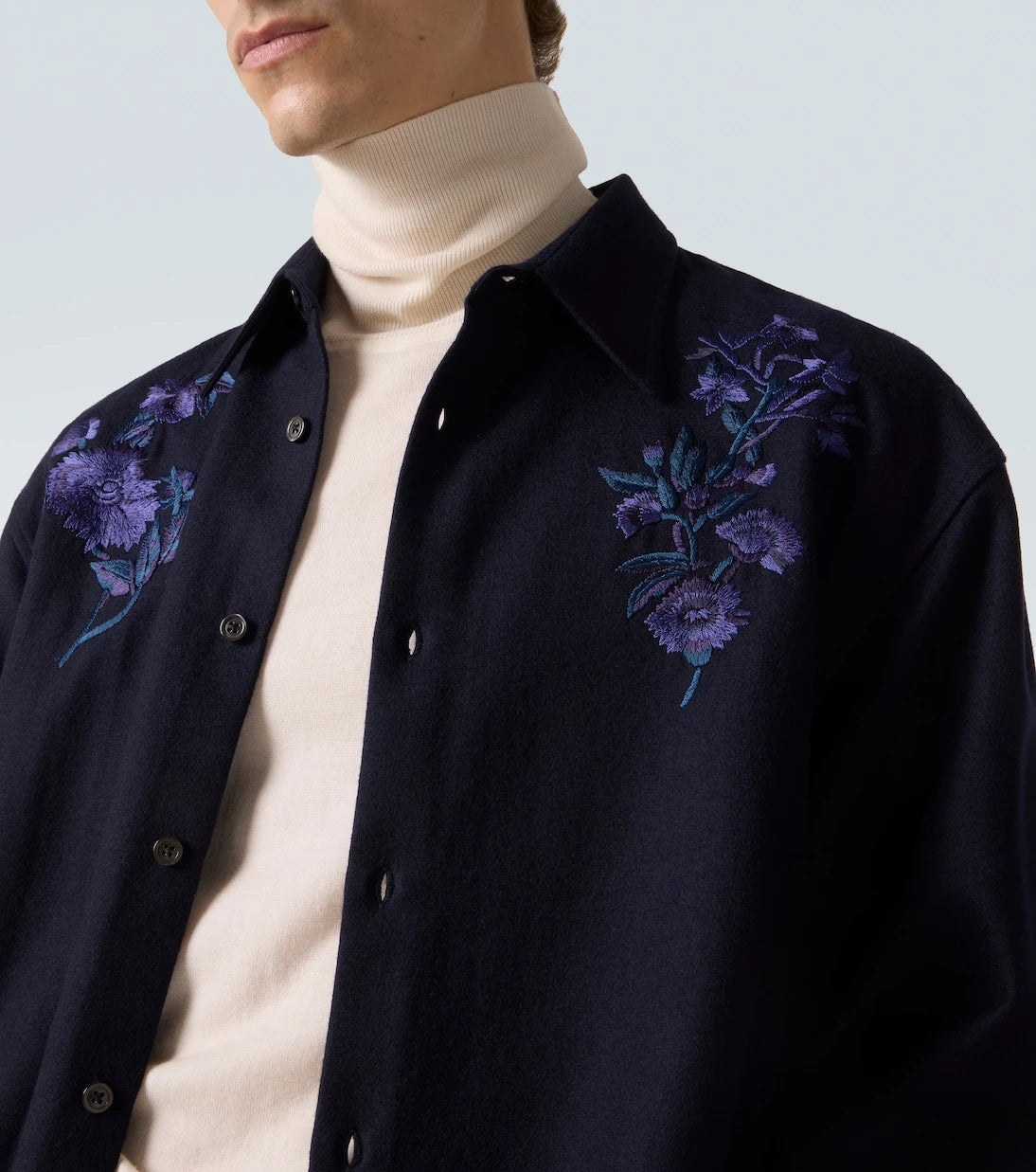 Dries Van Noten - Embroidered wool shirt