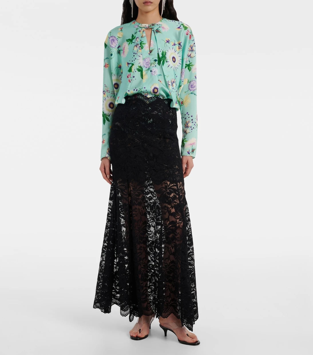 Rabanne - Layered floral satin blouse
