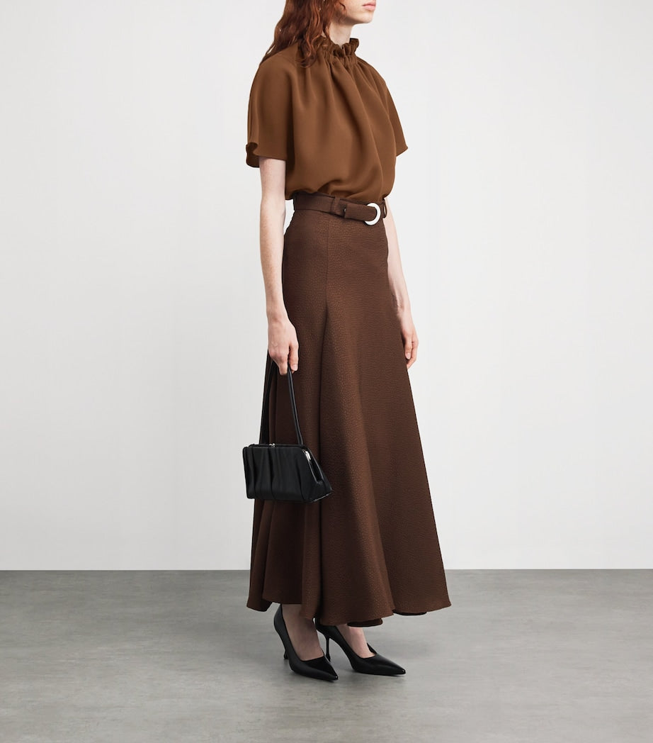 Edeline Lee Brown Ruff Blouse