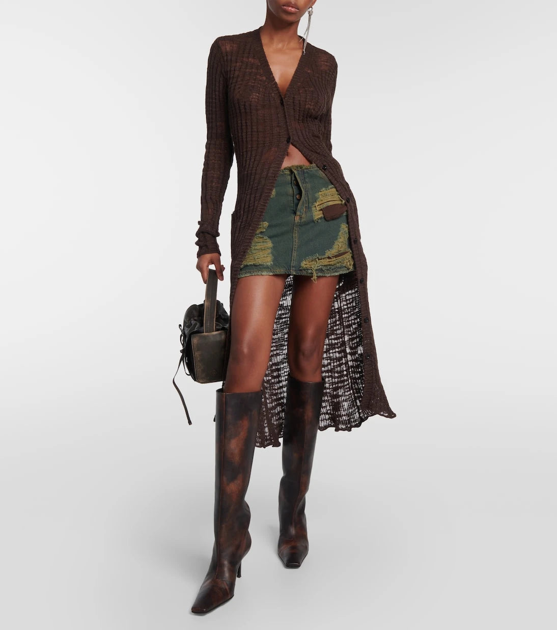 Acne Studios - Distressed denim miniskirt