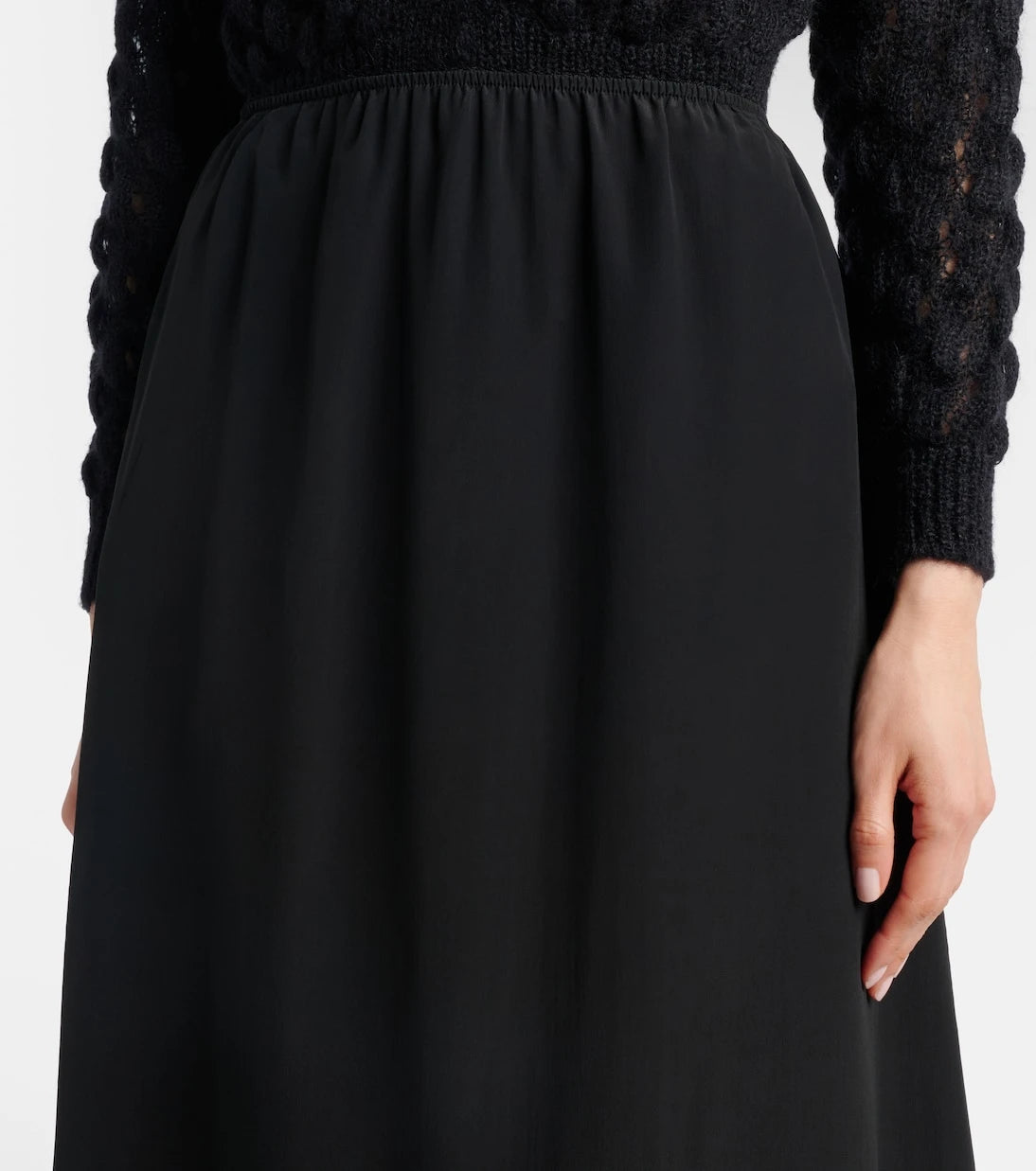 Simone Rocha - Lace-trimmed crêpe de chine midi skirt