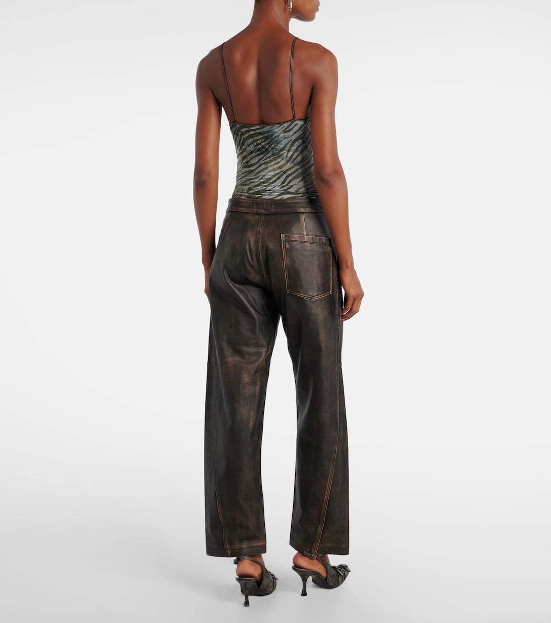 Jacques Wei - High-rise leather wide-leg pants