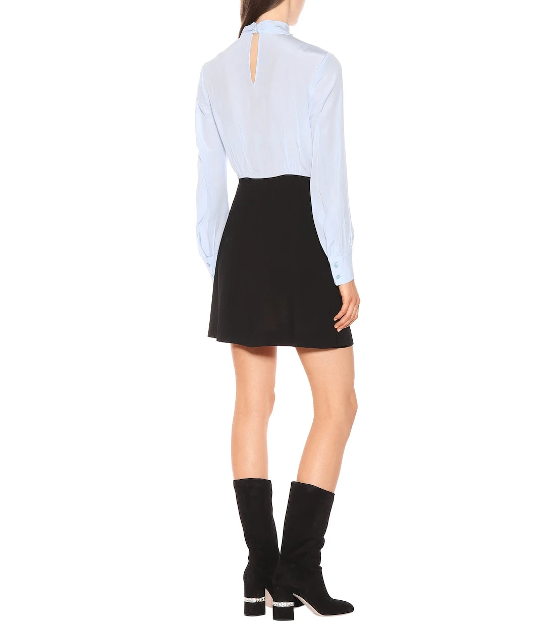 Miu Miu - Color-blocked crêpe minidress