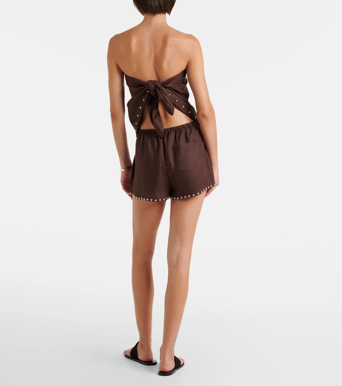 Staud - Paddle studded linen shorts
