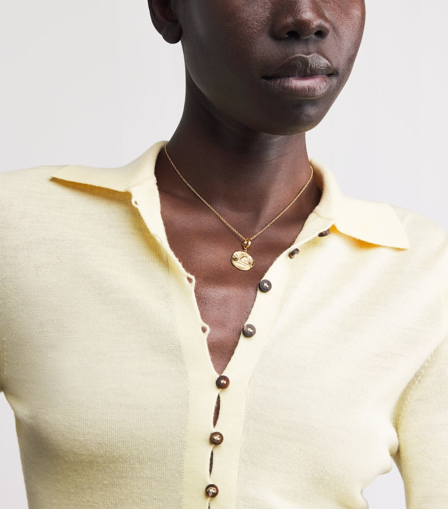 Small Yellow Gold and Diamond Snake Coin Charm