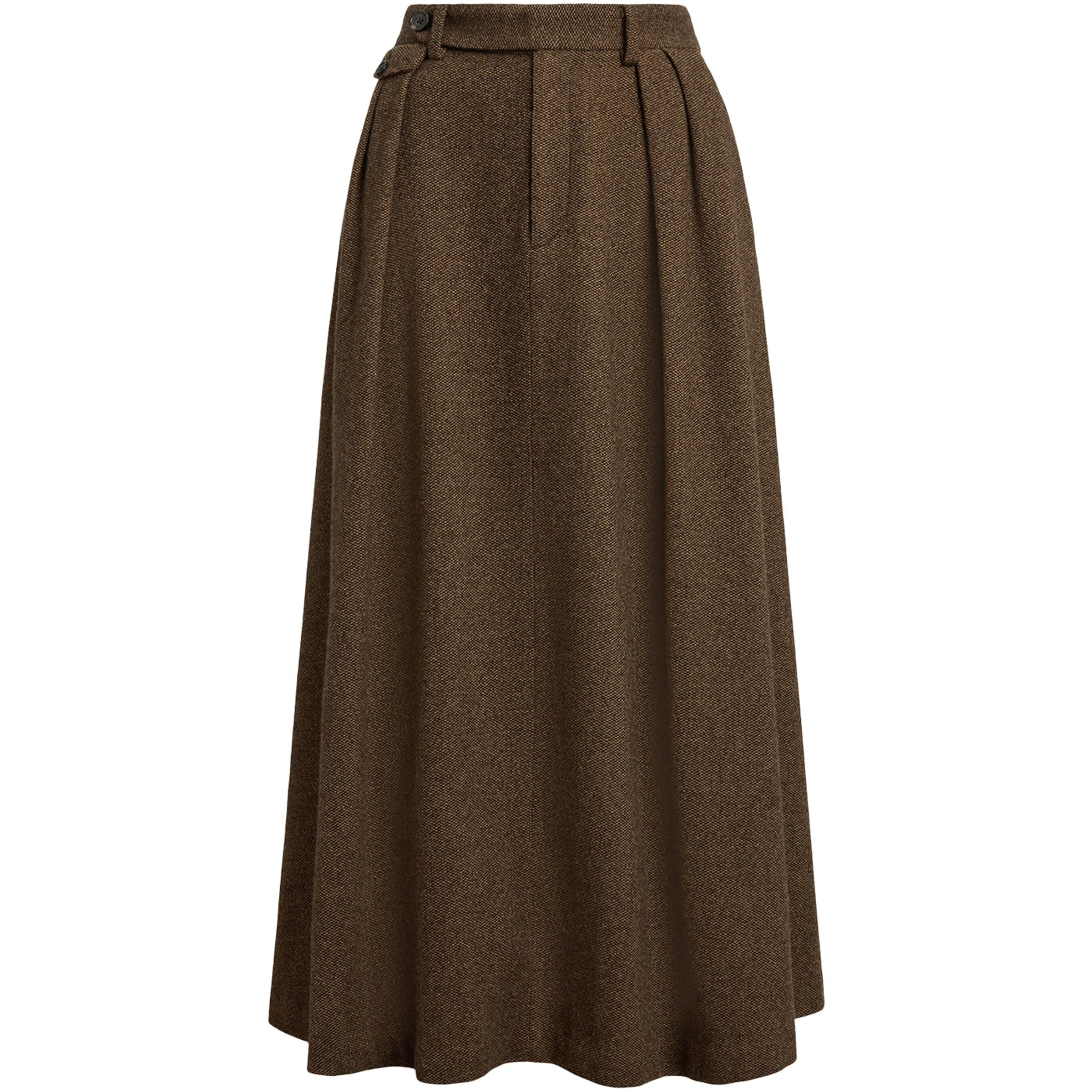 Brown Birdseye Tweed Evilyn Maxi Skirt