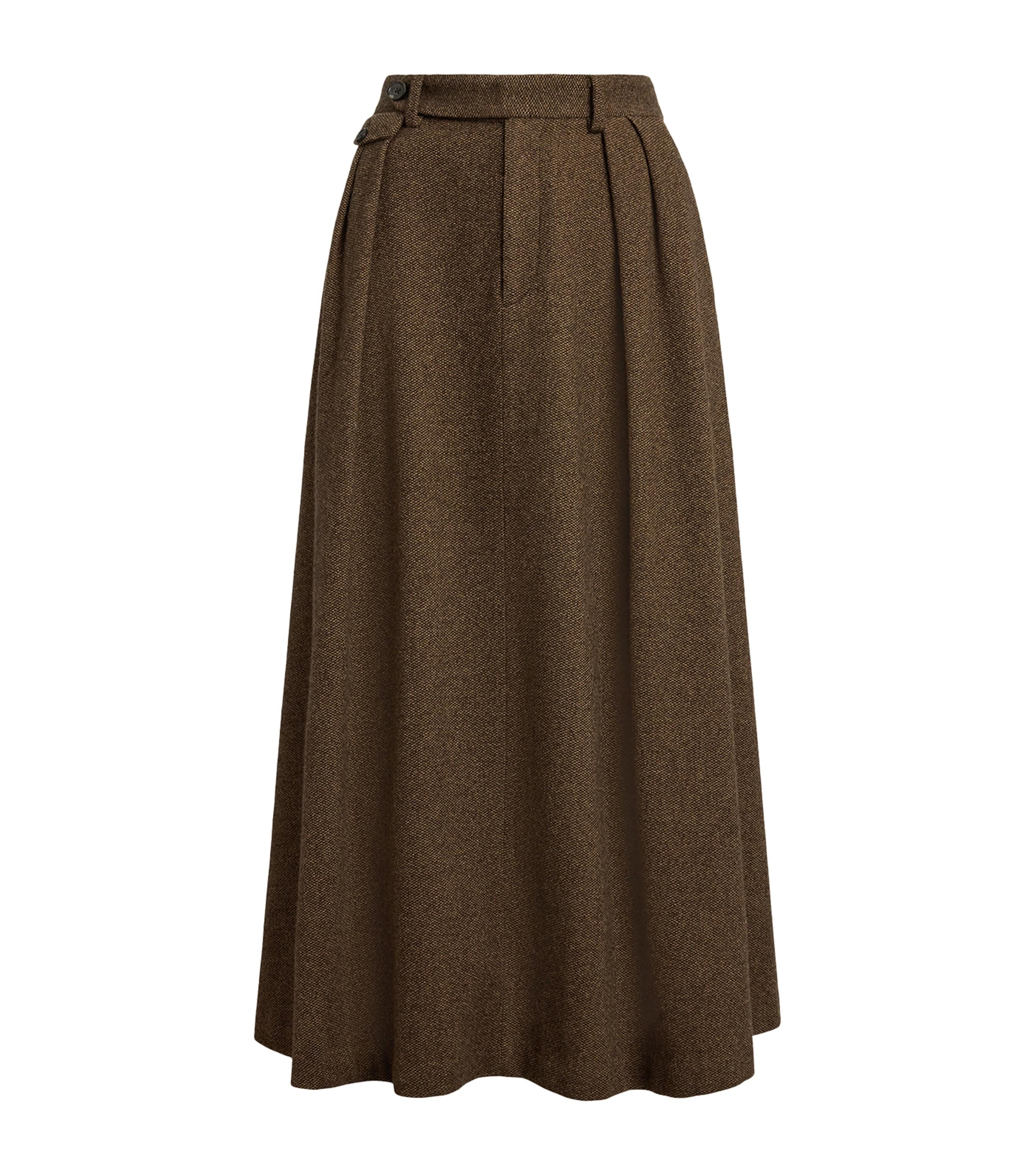 Brown Birdseye Tweed Evilyn Maxi Skirt