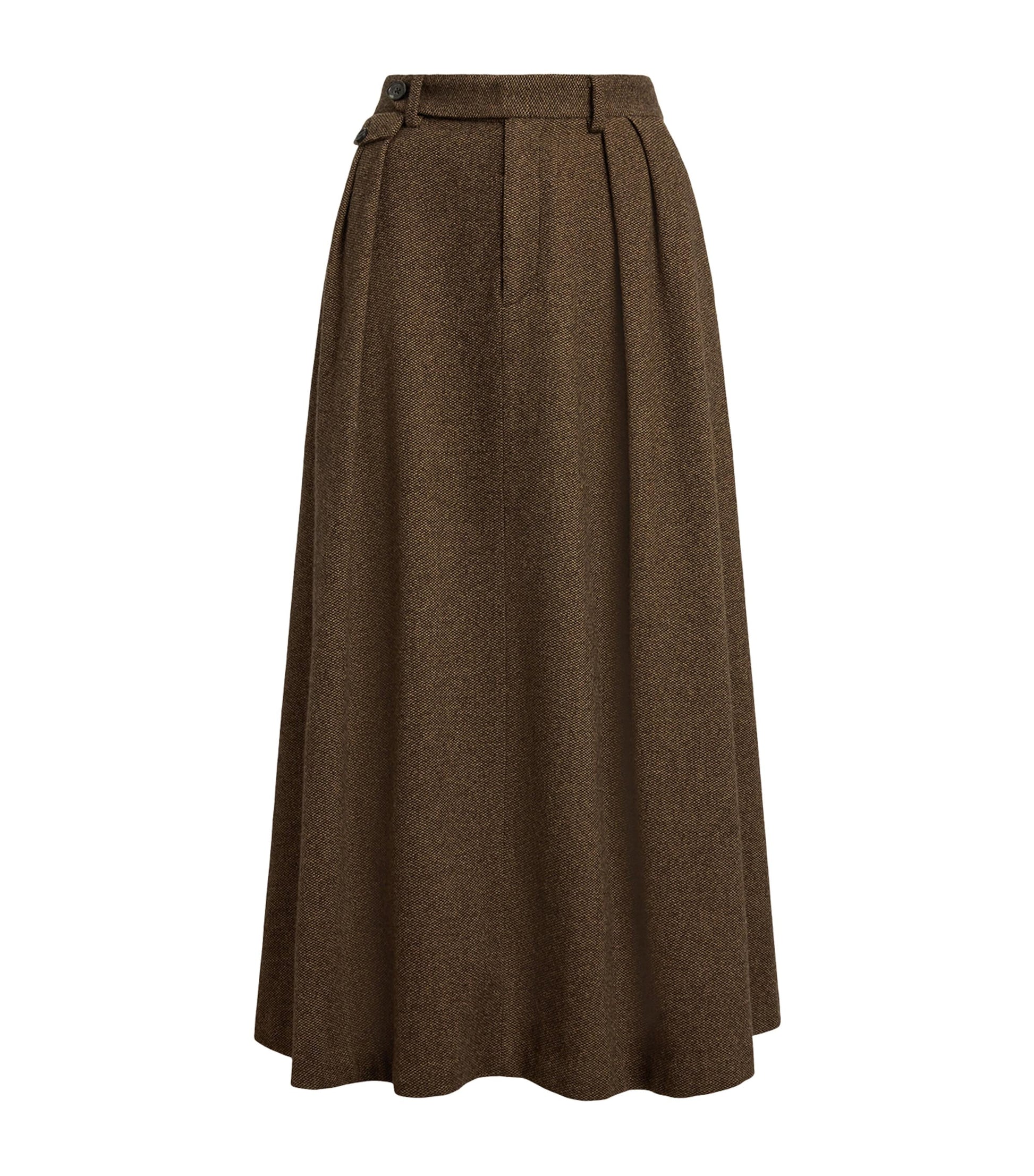 Brown Birdseye Tweed Evilyn Maxi Skirt