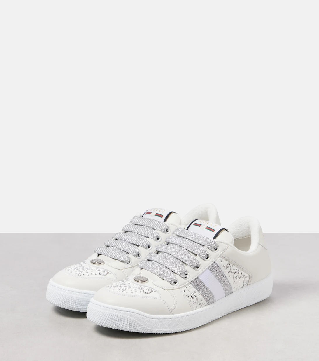 Gucci - Screener embellished leather sneakers