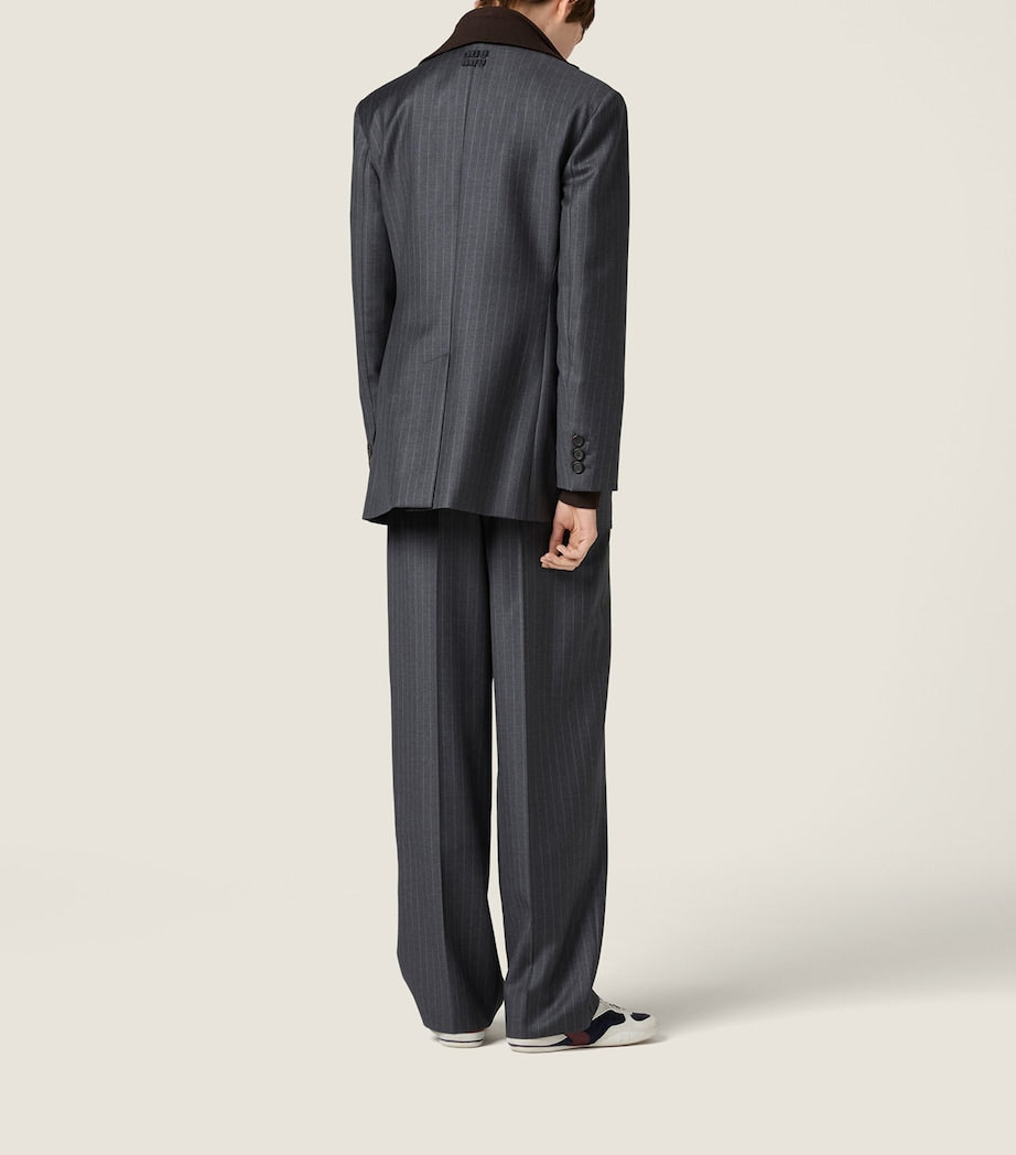 Miu Miu Grey Wool Pinstripe Blazer