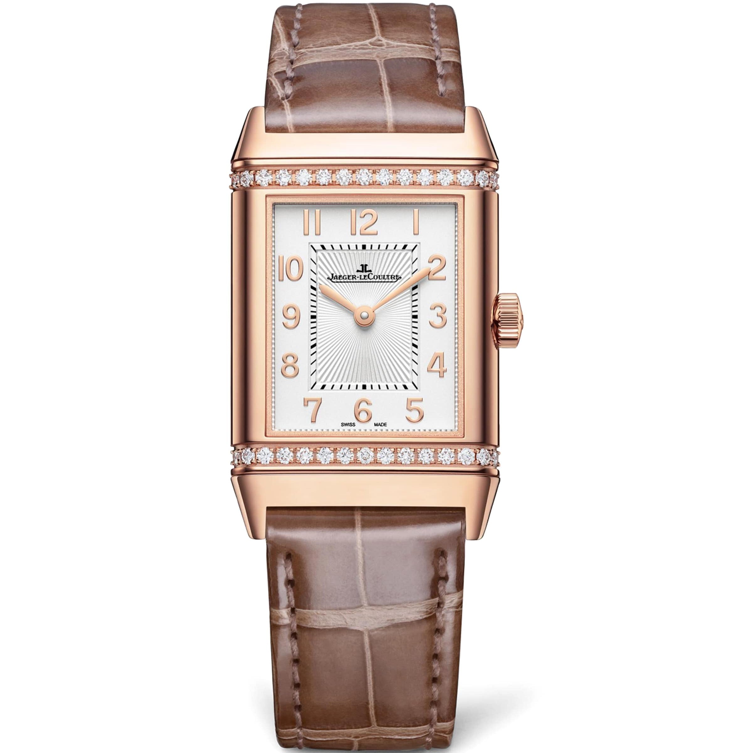 Jaeger-LeCoultre Pink Gold and Diamond Reverso Classic Duetto Watch 24.4mm